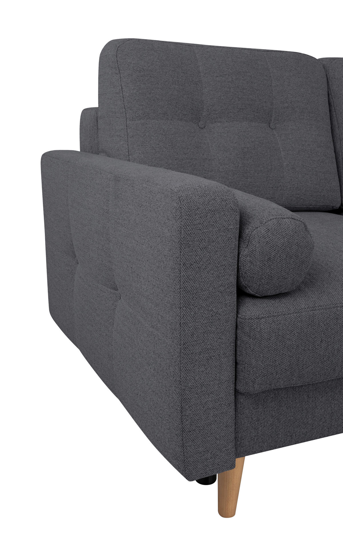 ECKSOFA in Dunkelgrau  - Dunkelgrau/Buchefarben, Design, Holz/Textil (242/242cm) - MID.YOU