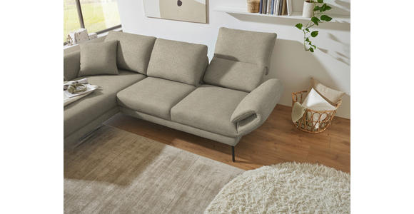 ECKSOFA  in Flachgewebe Sandfarben  175-224/255-365 cm  - Sandfarben/Schwarz, Design, Textil/Metall (175-224/255-365cm) - Dieter Knoll