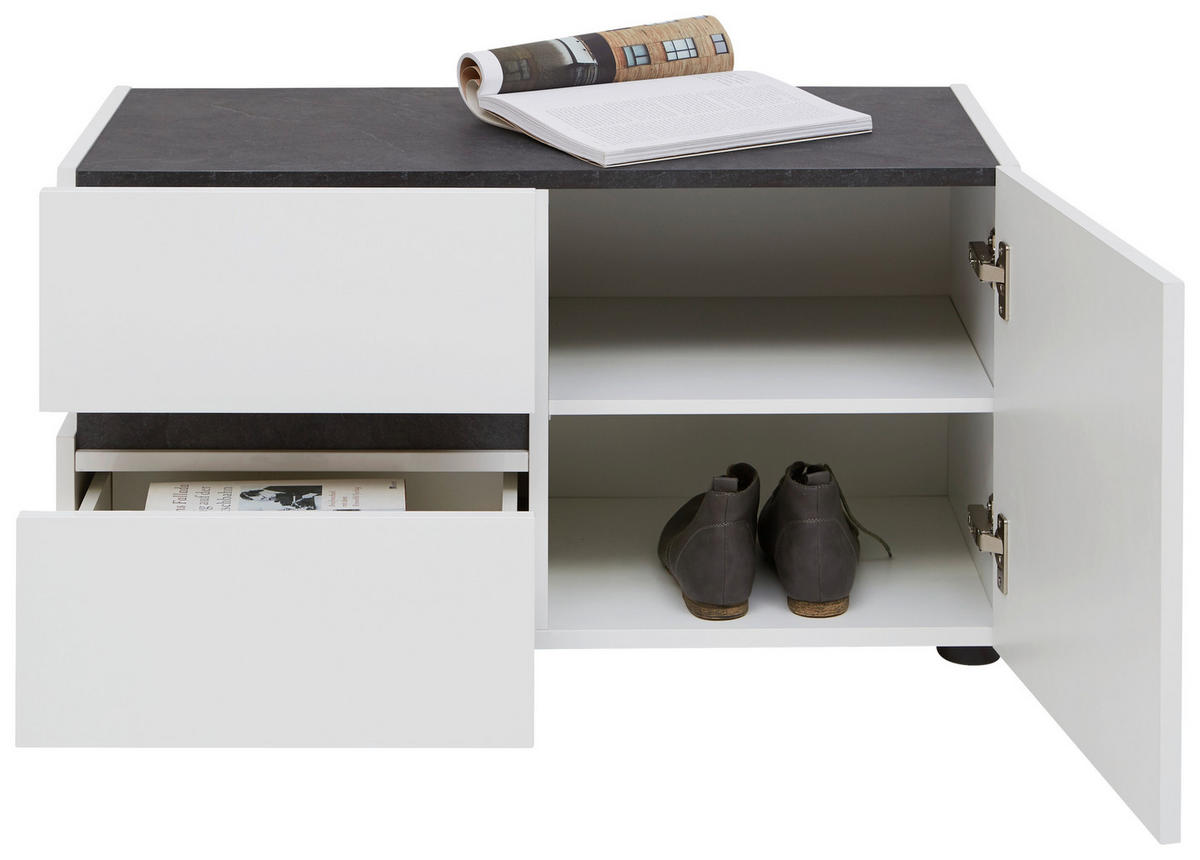 KLUPA ZA PREDSOBLJE  antracit, bijela  drvni materijal  - bijela/crna, Design, drvni materijal/plastika (80/42/38cm) - Voleo