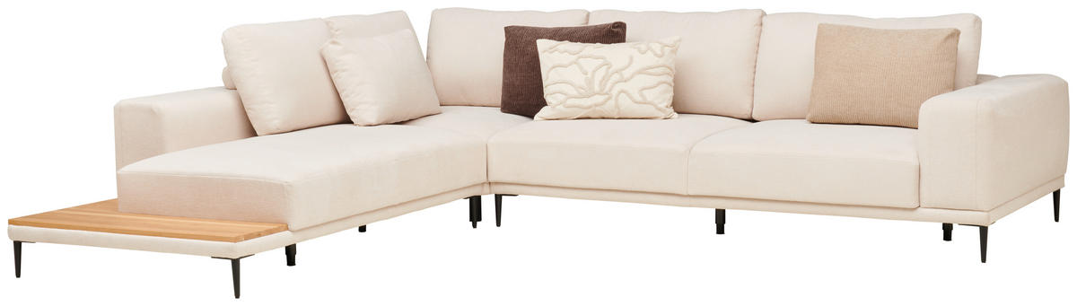 ECKSOFA in Leinwand Naturfarben  - Schwarz/Naturfarben, Design, Textil/Metall (271/318cm) - Emilio Belluti