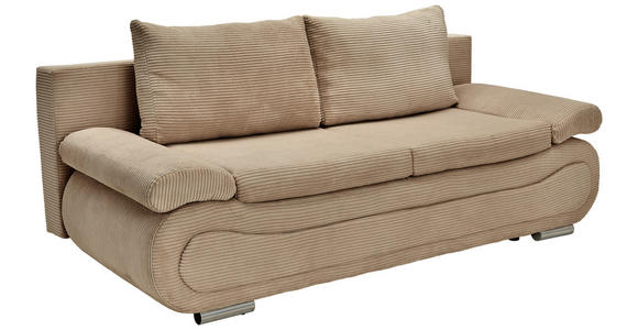 SCHLAFSOFA  in Cord Hellbraun  - Chromfarben/Hellbraun, Design, Textil/Metall (200/78/90cm) - Venda