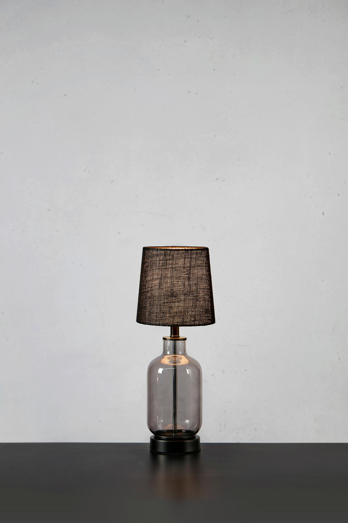 TISCHLEUCHTE 17/43 cm   - Schwarz, Basics, Glas/Naturmaterialien (17/43cm) - Markslöjd