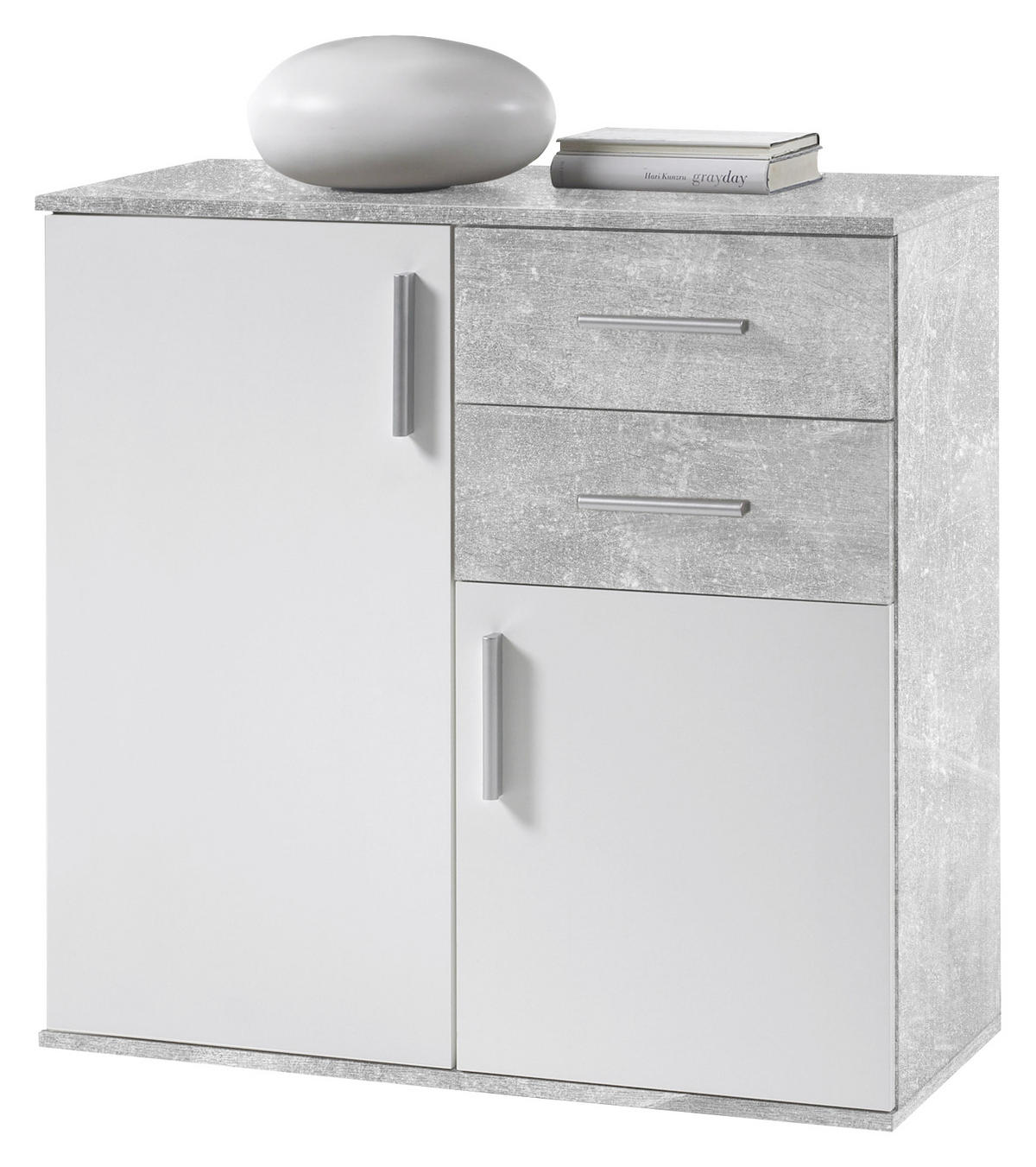 KOMODA   siva, bela  - siva/bela, Dizajnerski, pločasti materijal/plastika (80/82/35cm) - Xora