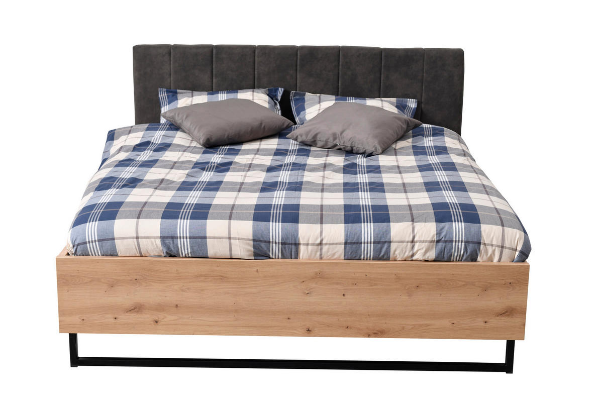 POSTEĽ, dub artisan - dub artisan, Basics, kov/kompozitné drevo (167/207,5/99,5cm) - Xora