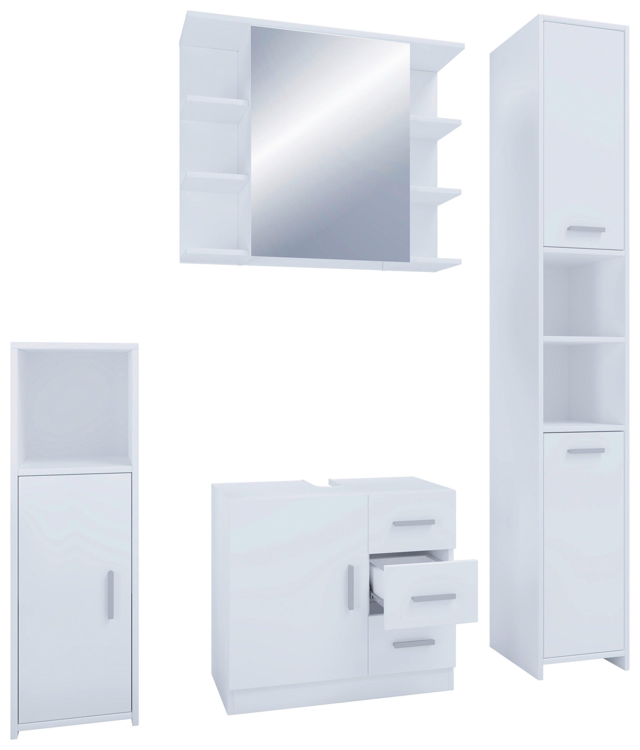 BADEZIMMER 4-teilig in 120 cm - Weiss, Modern, Holzwerkstoff (120cm) - MID.YOU