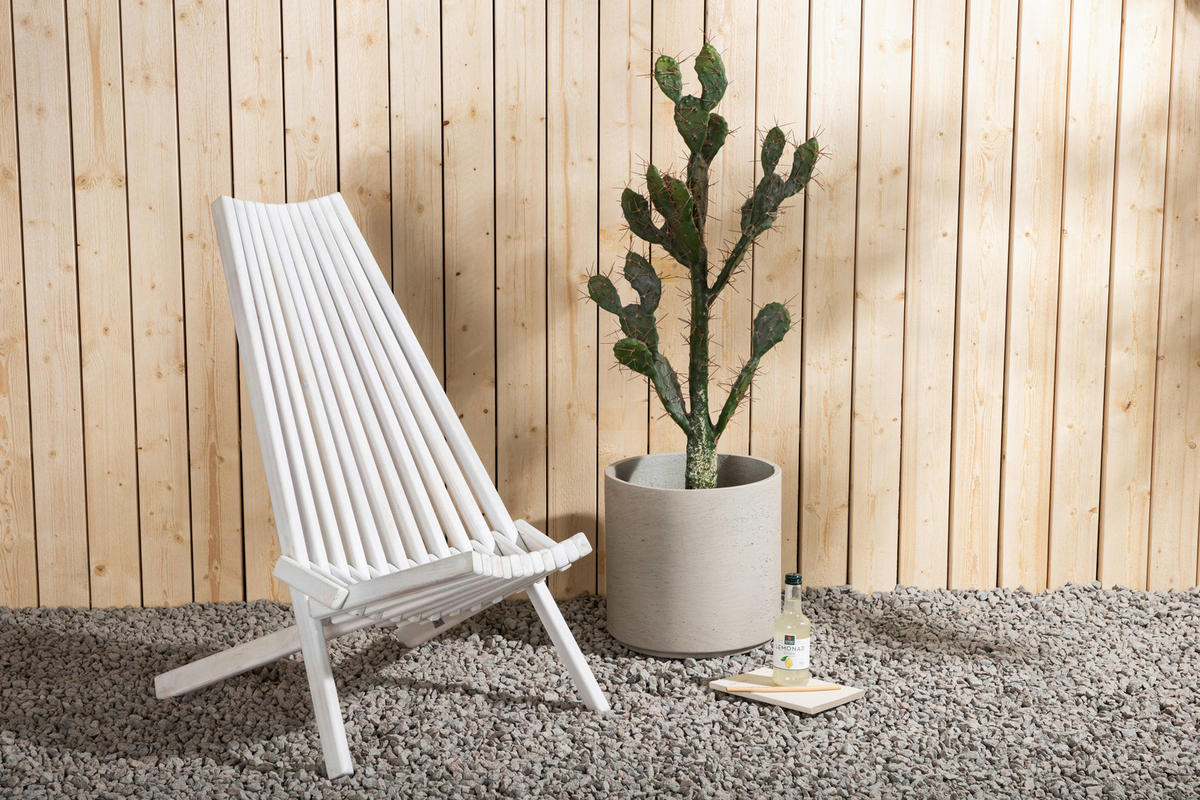 STRANDSTUHL Akazie Weiß  - Weiß, KONVENTIONELL, Holz (57/79/73cm) - Gardenson