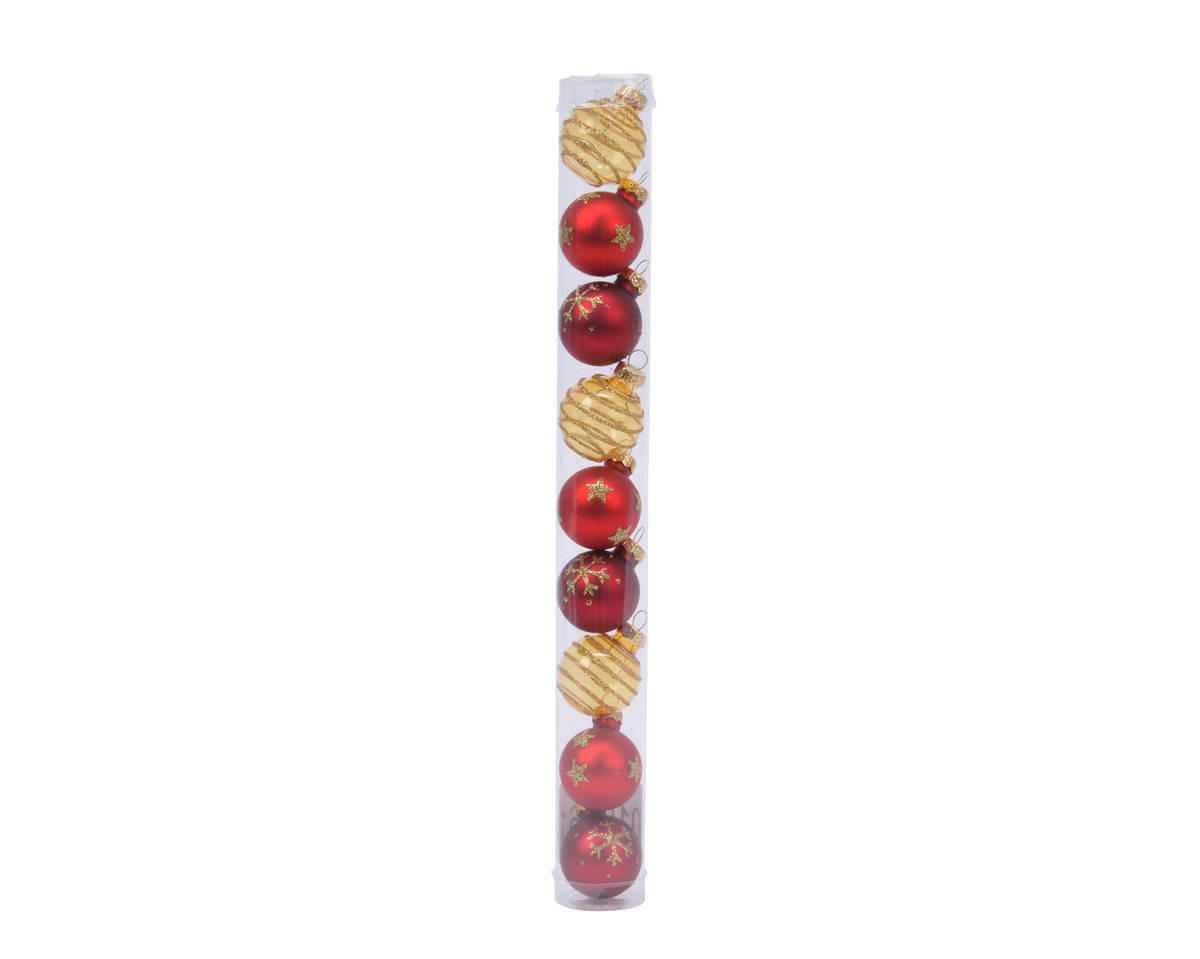 SET KUGLI ZA JELKU - zlatna/crvena, Osnovno, staklo (19,00/15,50/31,00cm) - X-Mas