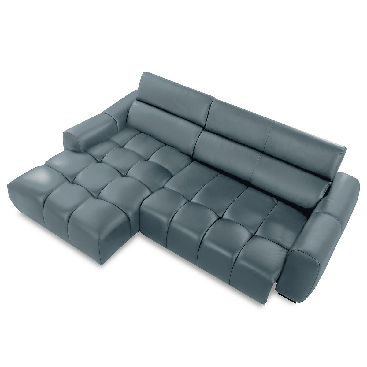 ECKSOFA  Echtleder Dunkelblau  - Schwarz/Dunkelblau, Design, Leder/Kunststoff (177/274cm) - Livetastic