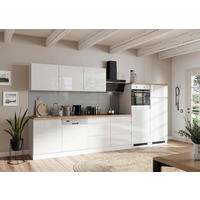 KÜCHENBLOCK 360 cm   in Weiss, Eiche Wotan, Weiss Hochglanz  - Weiss Hochglanz/Weiss, Lifestyle, Holzwerkstoff (360cm) - Held