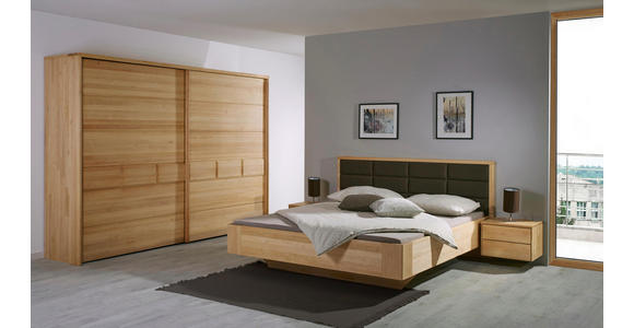 SCHWEBETÜRENSCHRANK in massiv Zirbe Weiß, Zirbelkieferfarben - Zirbelkieferfarben/Weiß, Natur, Glas/Holz (300/225/65cm) - Valnatura