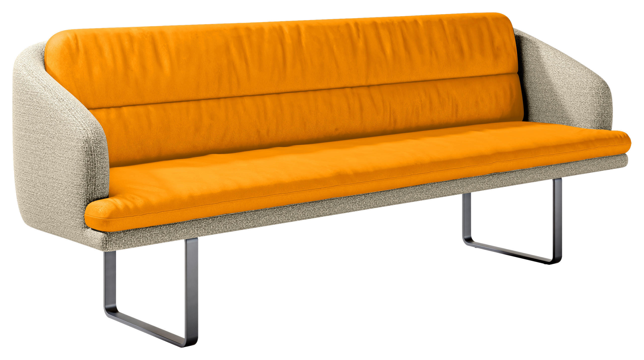 SITZBANK in Textil Beige, Currygelb  - Currygelb/Beige, Design, Textil/Metall (255/89/68cm) - Dieter Knoll