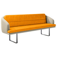 SITZBANK 255/89/68 cm Velours, Flachgewebe Beige, Currygelb Metall  - Currygelb/Beige, Design, Textil/Metall (255/89/68cm) - Dieter Knoll