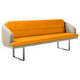 SITZBANK 255/89/68 cm Velours, Flachgewebe Beige, Currygelb Metall  - Currygelb/Beige, Design, Textil/Metall (255/89/68cm) - Dieter Knoll