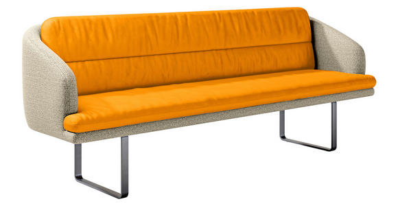 SITZBANK 255/89/68 cm Velours, Flachgewebe Beige, Currygelb Metall  - Currygelb/Beige, Design, Textil/Metall (255/89/68cm) - Dieter Knoll