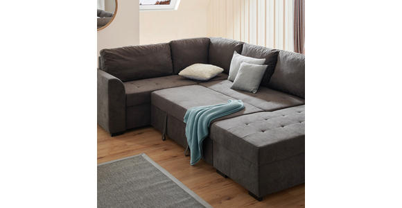 WOHNLANDSCHAFT in Webstoff Grau  - Schwarz/Grau, Design, Kunststoff/Textil (205/311/160cm) - Xora