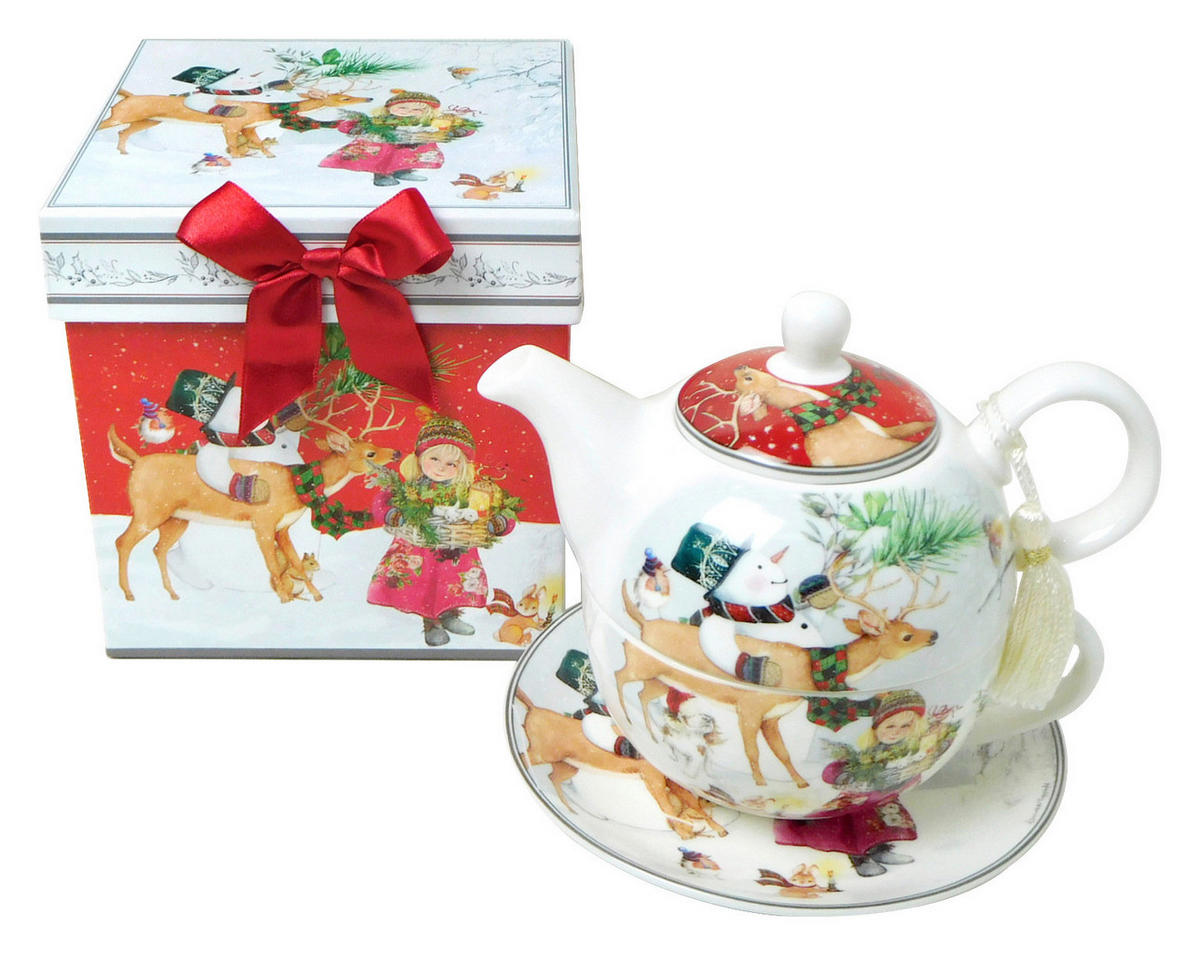 ČAJOVÁ SOUPRAVA PRO JEDNOHO 490 ml - vícebarevná, Trend, keramika (17/14cm) - X-Mas