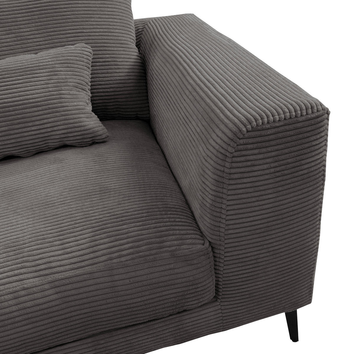 ECKSOFA in Cord Grau  - Schwarz/Grau, Design, Textil/Metall (172/313cm) - Livetastic