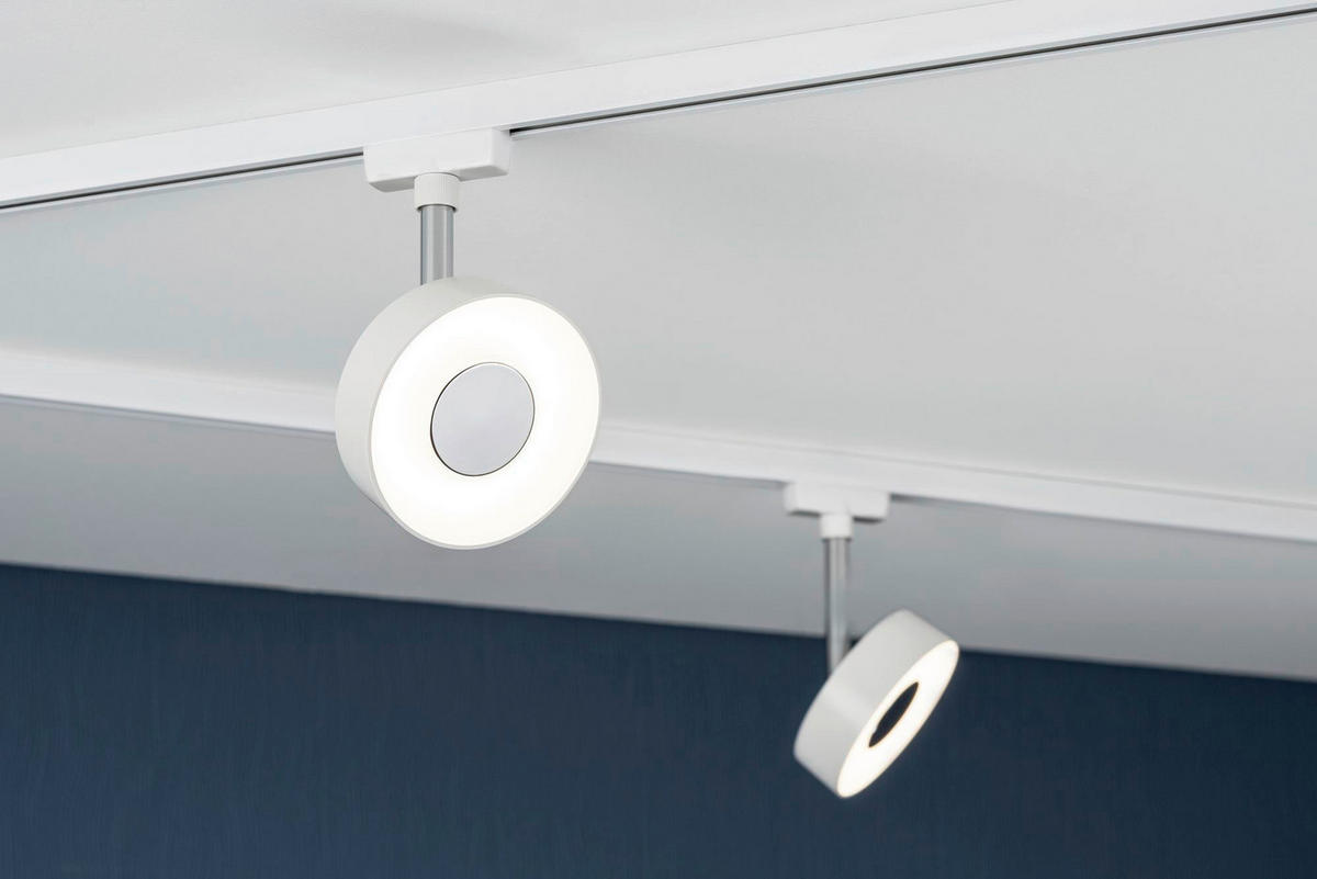 SCHIENENSYSTEM-STRAHLER URail   - Chromfarben/Weiß, Basics, Kunststoff/Metall (9,8/14,7/5cm) - Paulmann