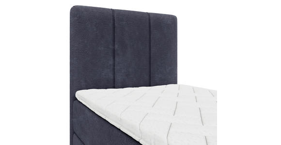 BOXBETT 90/200 cm,  in Dunkelblau, Matratze, gepolstertes Kopfteil, Bettkasten, Topper, H3 = fest  - Schwarz/Dunkelblau, Design, Holzwerkstoff/Kunststoff (90/200cm) - Esposa