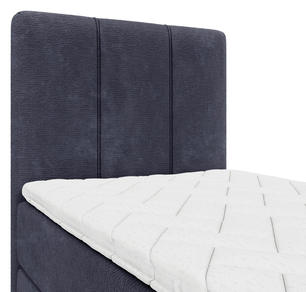 BOXBETT 70/200 cm,  in Dunkelblau, Matratze, gepolstertes Kopfteil, Bettkasten, Topper, H3 = fest  - Schwarz/Dunkelblau, Design, Holzwerkstoff/Kunststoff (70/200cm) - Esposa