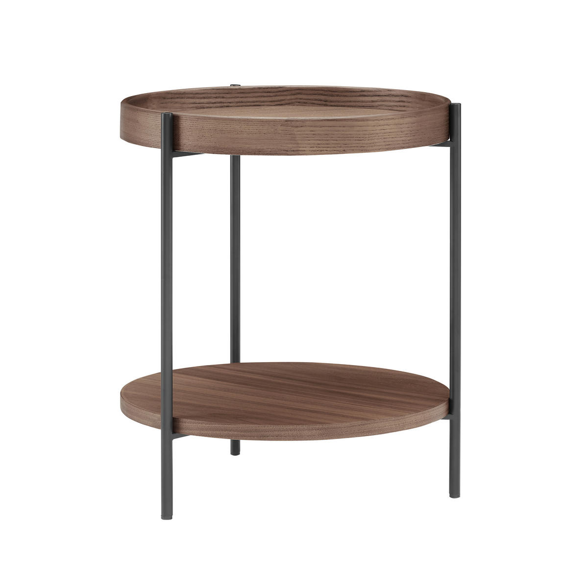 BEISTELLTISCH 44/44/49 cm Walnussfarben rund  - Walnussfarben/Schwarz, Design, Holzwerkstoff/Metall (44/44/49cm) - Livetastic