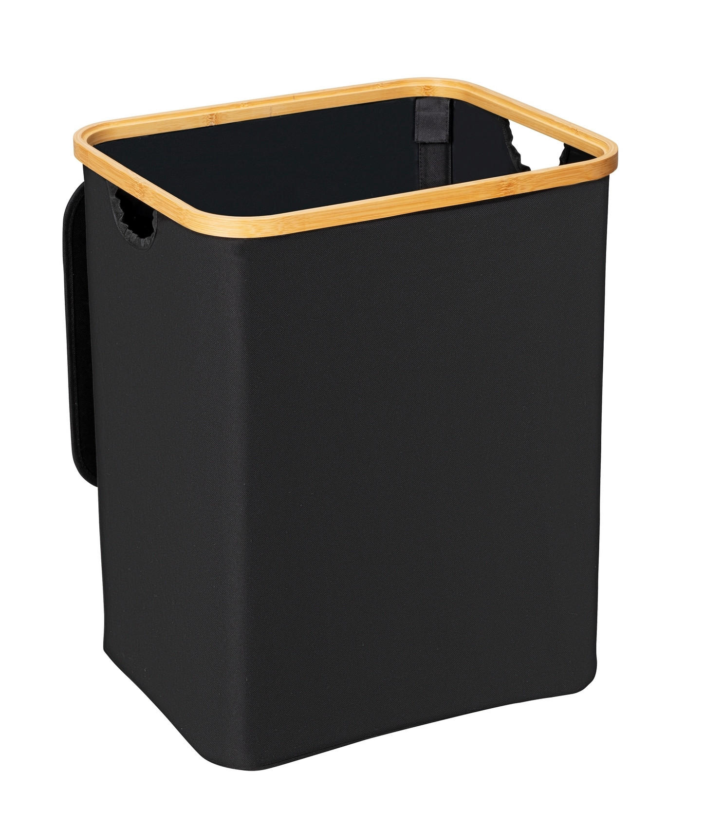 WÄSCHEKORB - Schwarz/Naturfarben, KONVENTIONELL, Holz/Textil (41/50/33cm) - Wenko