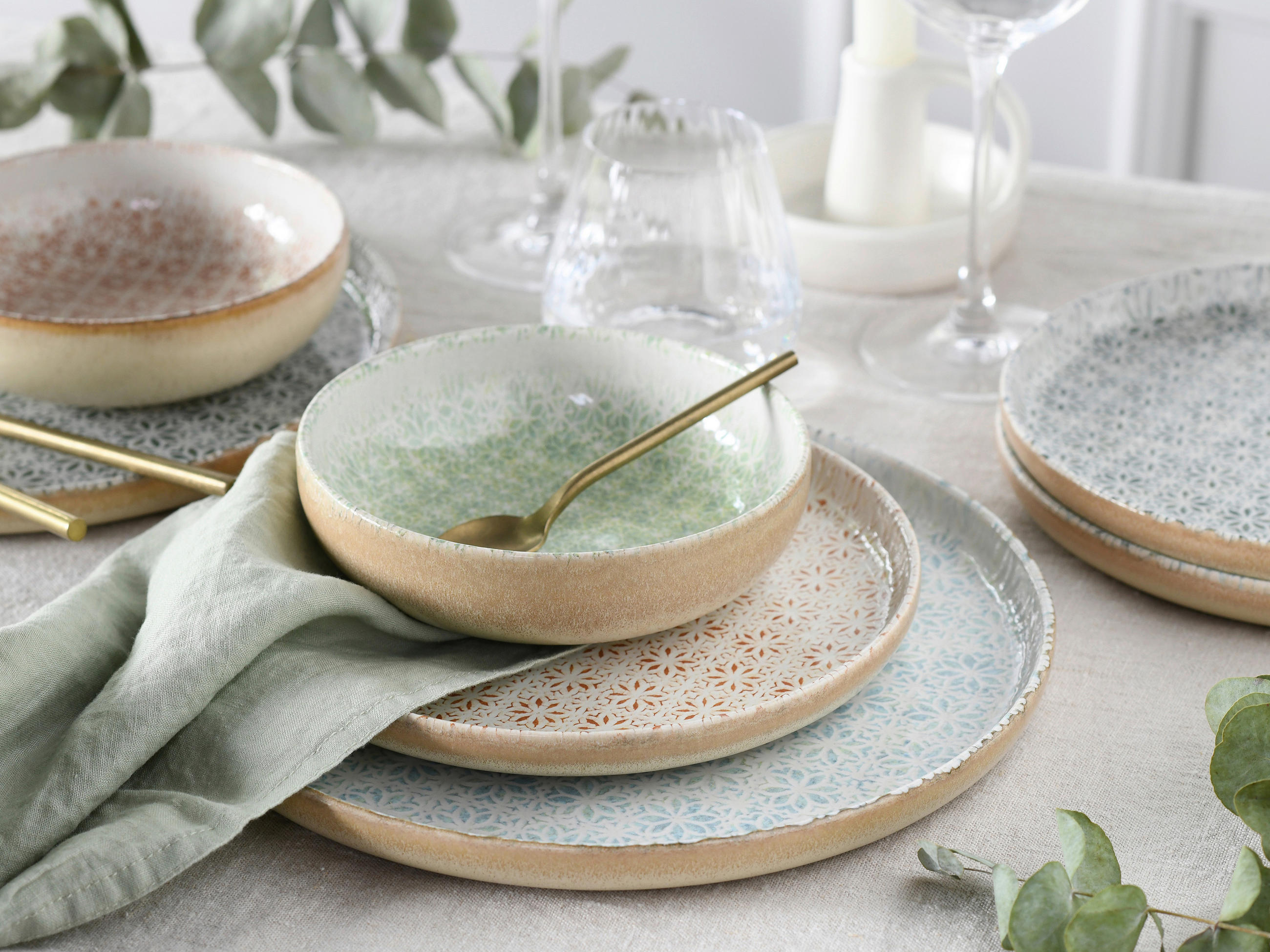 TAFELSERVICE Uno Emiliana 12-teilig  - Multicolor, Basics, Keramik - Creatable