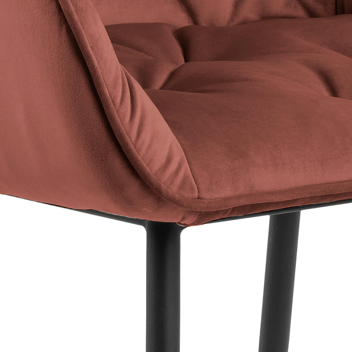 STOL MED ARMSTÖD sammet  - korall/svart, Trend, metall/textil (58/83/55cm)