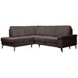 ECKSOFA Dunkelbraun Velours Bettkasten, Sitzvorzug  - Dunkelbraun/Schwarz, KONVENTIONELL, Textil/Metall (206/253cm) - Venda