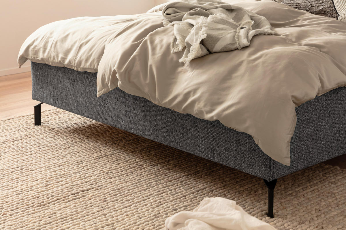 POLSTERBETT Lattenrost, Bettkasten Grau 180/200 cm  - Birkefarben/Buchefarben, Design, Holz/Textil (180/200cm) - Schöner Wohnen