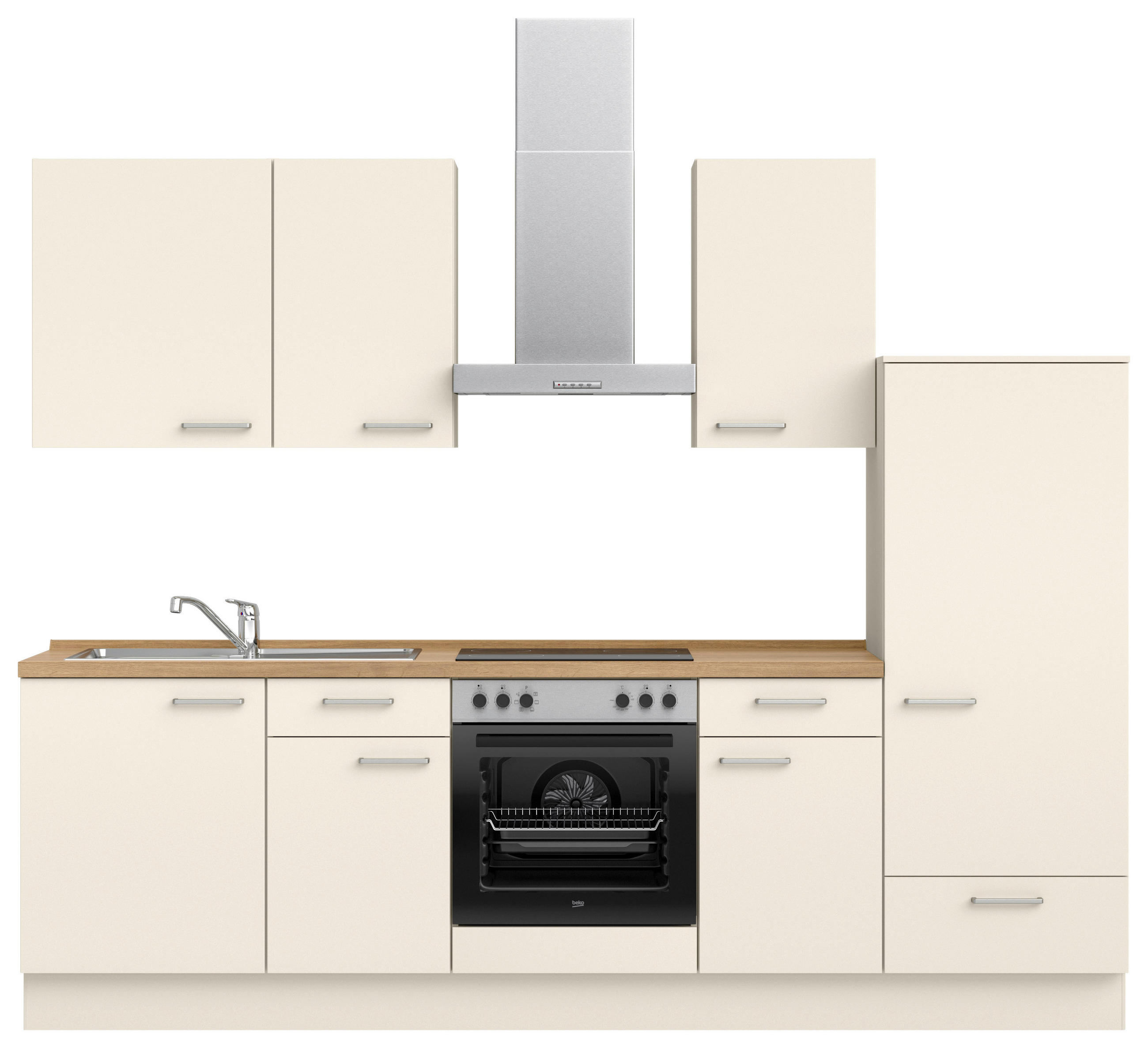 KÜCHENLEERBLOCK 270 cm   in Eichefarben, Magnolie  - Edelstahlfarben/Eichefarben, MODERN, Holzwerkstoff/Metall (270cm) - Nobilia