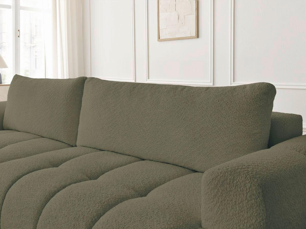 ECKSCHLAFSOFA FUJI Bouclé Grün  inkl.  - Schwarz/Grün, MODERN, Kunststoff/Textil (160/292cm)