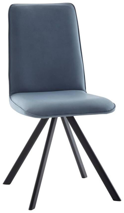 STUHL  in Eisen beschichtet Metall, Textil  - Schwarz/Hellblau, Design, Textil/Metall (48/93/60cm) - Cantus