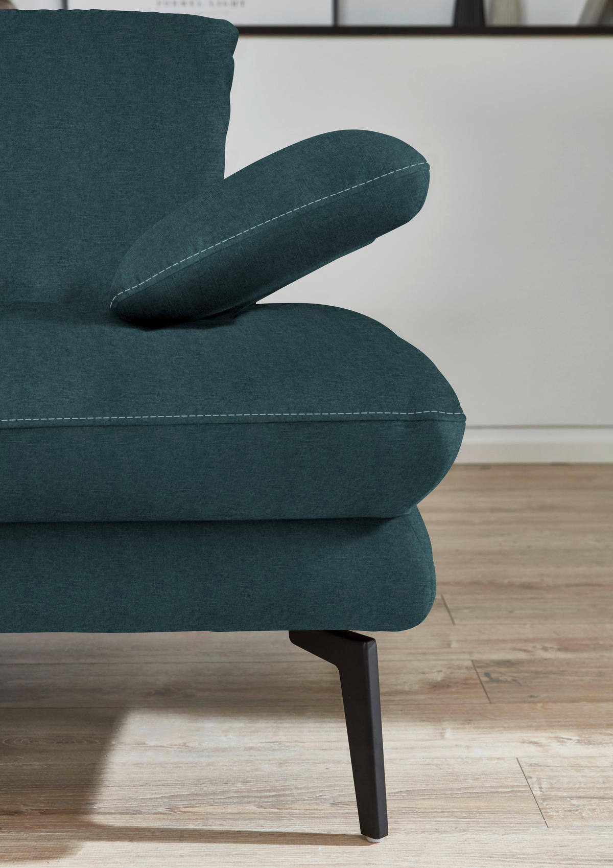3-SITZER-SOFA in Velours Petrol  - Beige/Petrol, Design, Textil/Metall (222/89/104cm) - Dieter Knoll