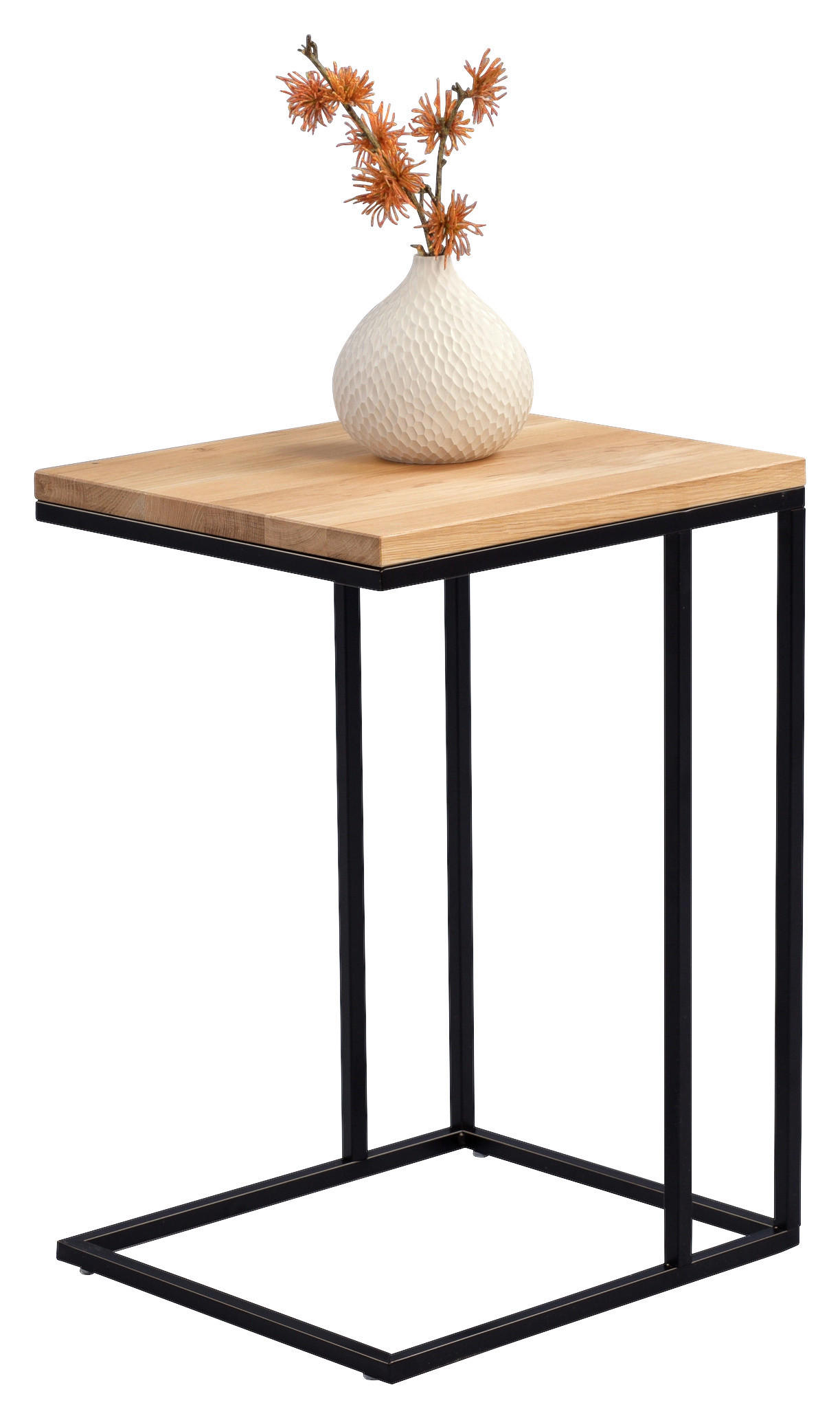 BEISTELLTISCH 43/38/62 cm Wildeiche massiv Schwarz, Eichefarben rechteckig  - Eichefarben/Schwarz, Basics, Holz/Metall (43/38/62cm)