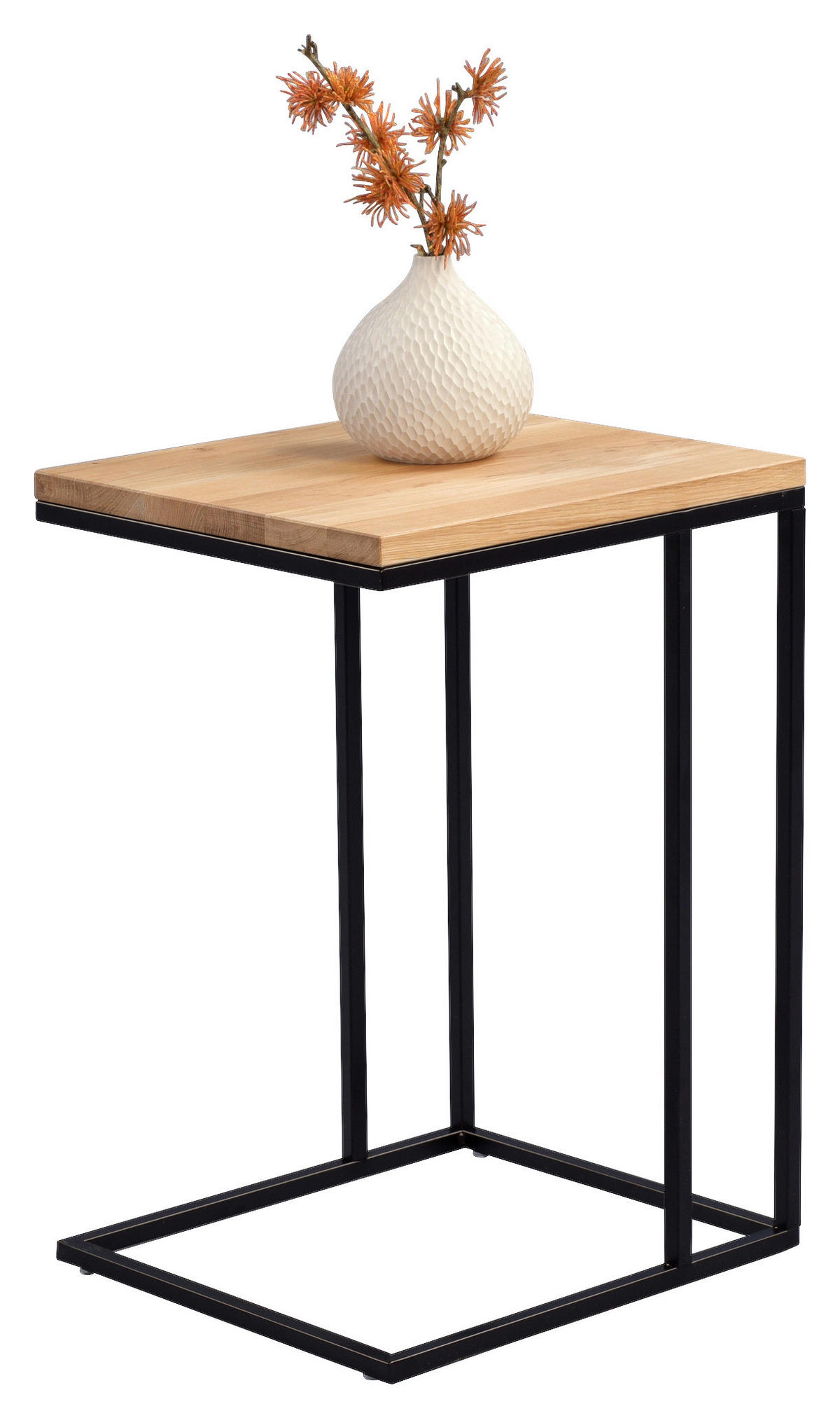 PRÍRUČNÝ STOLÍK, divoký dub, čierna, farba duba - čierna/farba duba, Basics, kov/drevo (43/38/62cm)