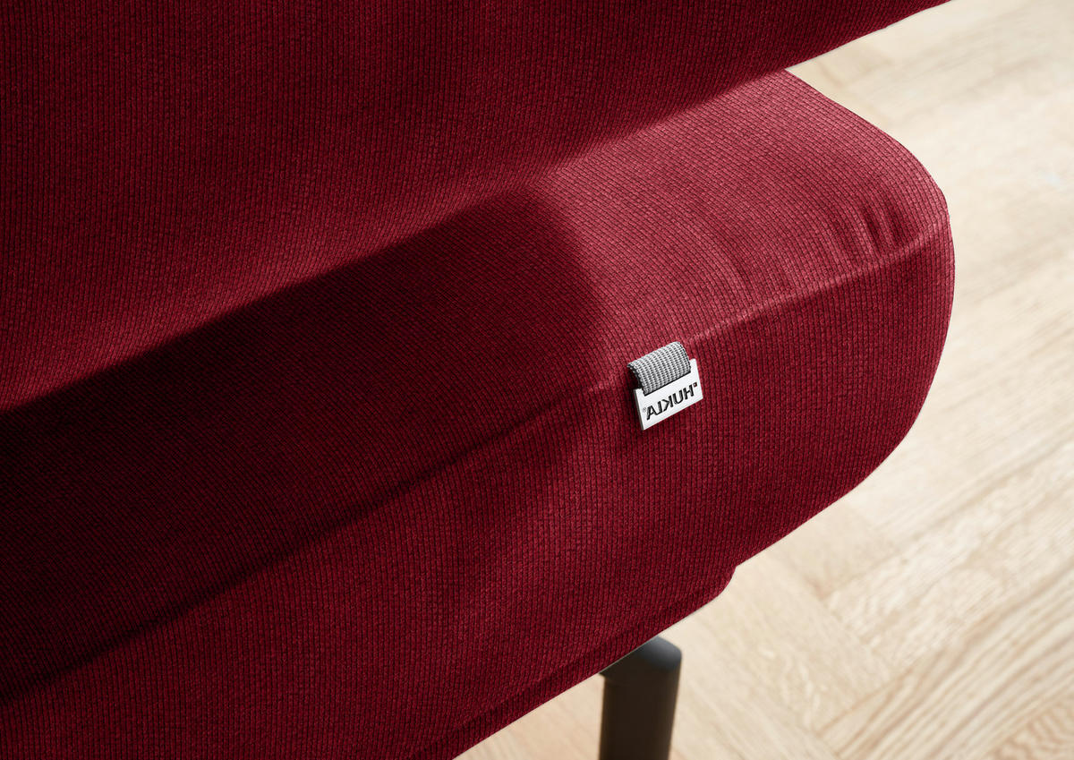 ECKSOFA in Chenille Rot  - Rot/Schwarz, Design, Textil/Metall (305/224cm) - Dieter Knoll