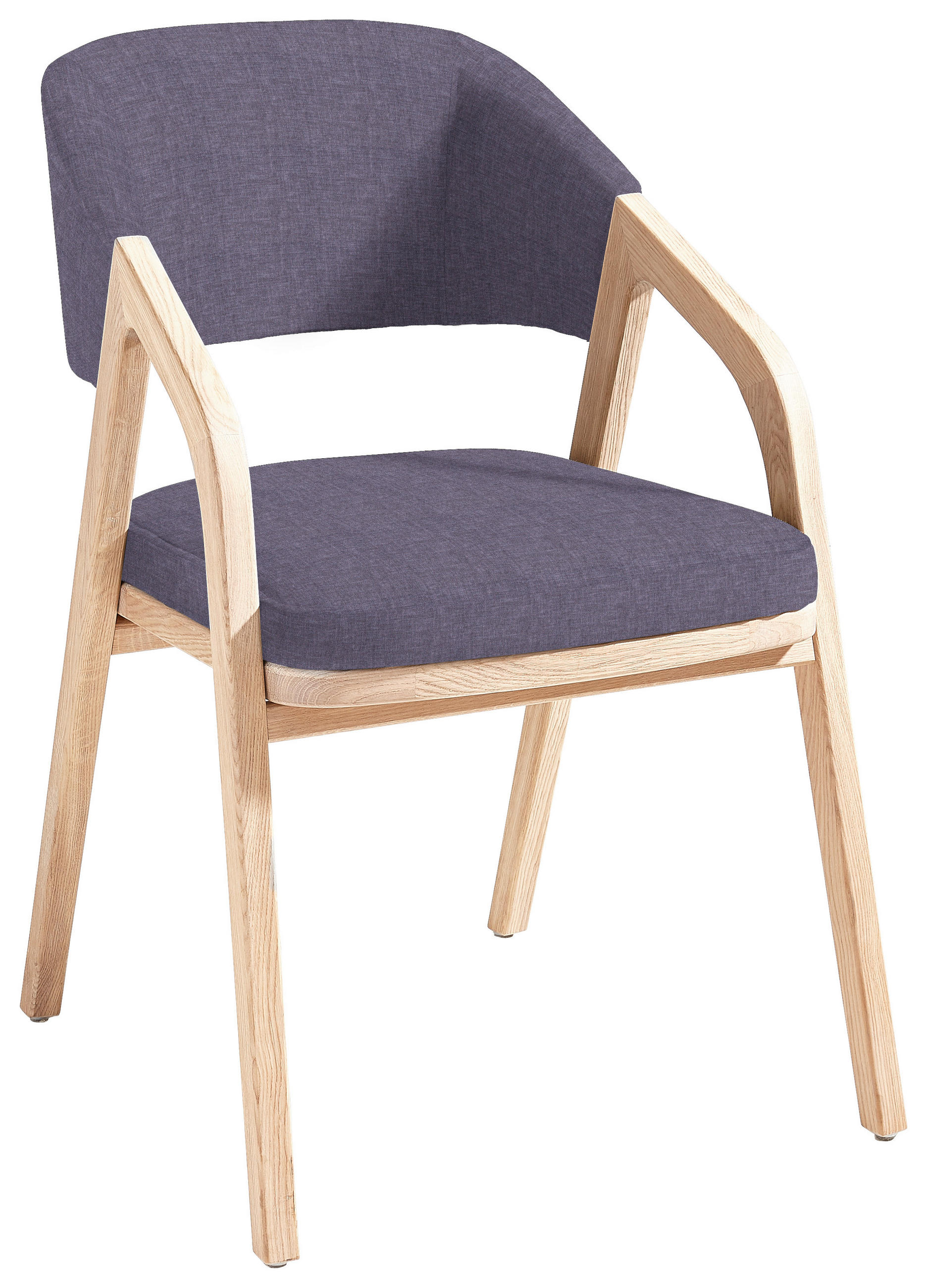 STUHL Webstoff Lila, Eichefarben Asteiche massiv Stoffauswahl - Eichefarben/Lila, Natur, Holz/Textil (52/80/58cm) - Linea Natura