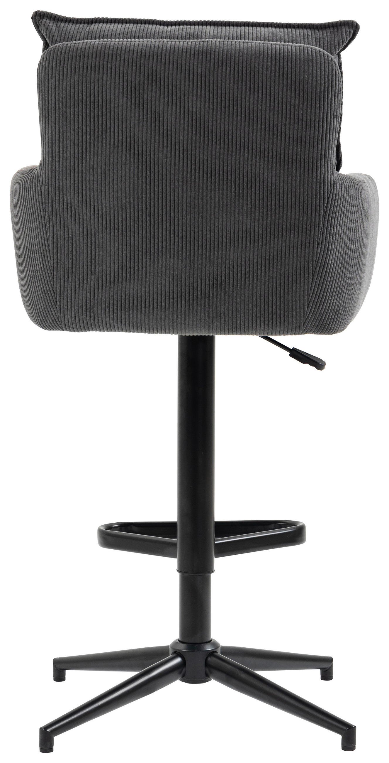 BARHOCKER Cord Anthrazit Eisen Stoffauswahl, Sitzfläche 360° drehbar, inklusive Armlehnen  - Anthrazit/Schwarz, Design, Textil/Metall (54/98-120/58cm) - Novel