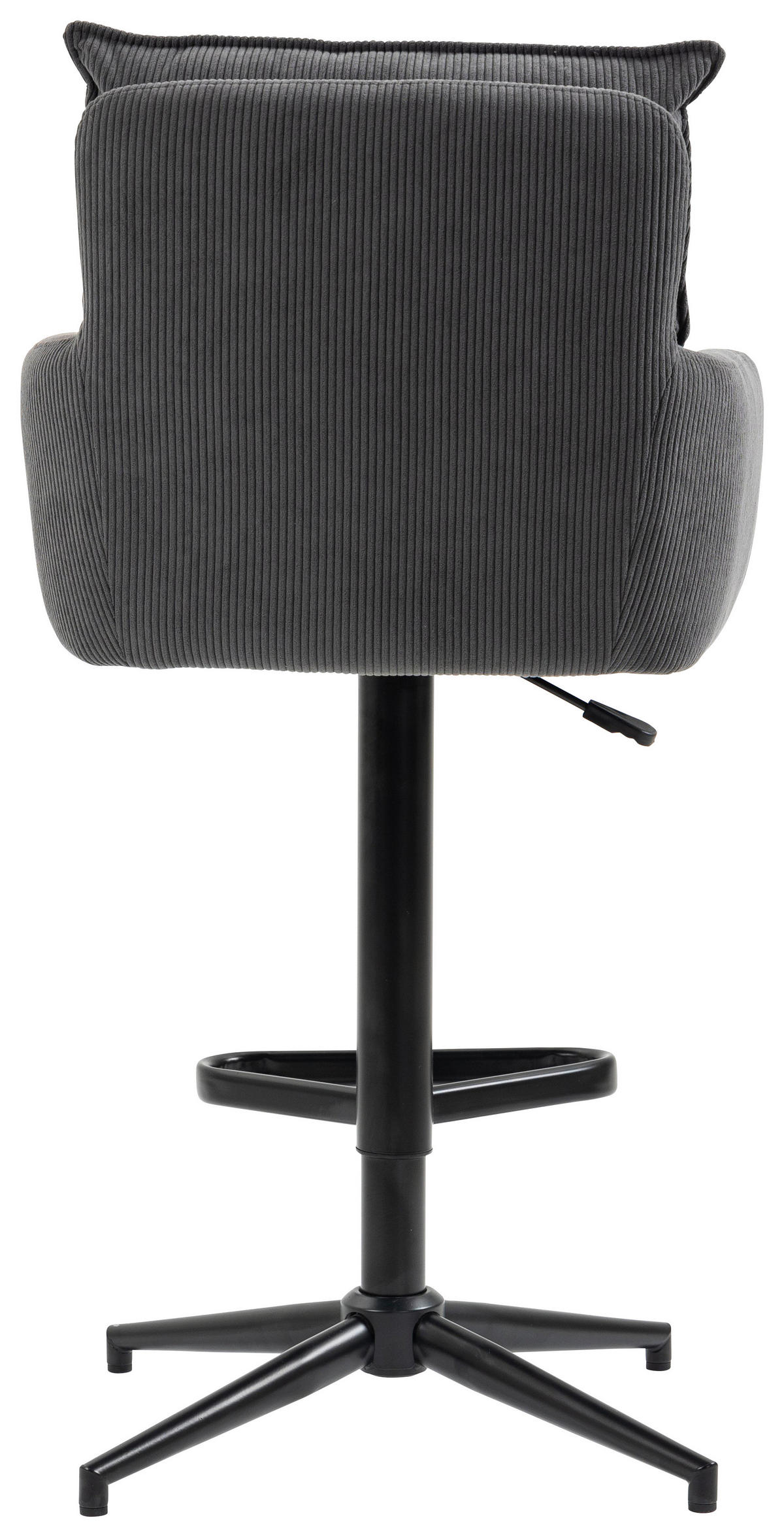 BARHOCKER Cord Anthrazit Eisen Sitzfläche 360° drehbar, Stoffauswahl, inklusive Armlehnen  - Anthrazit/Schwarz, Design, Textil/Metall (54/98-120/58cm) - Novel