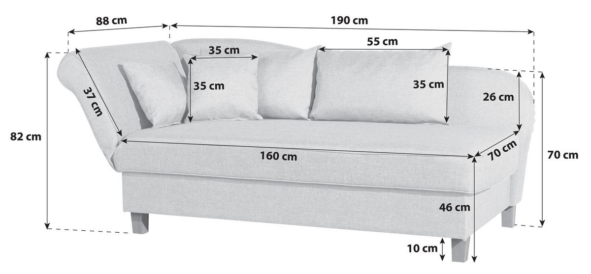 RÉCAMIERE Flachgewebe Beige  - Beige/Buchefarben, Design, Holz/Textil (190/82/88cm) - Max Winzer