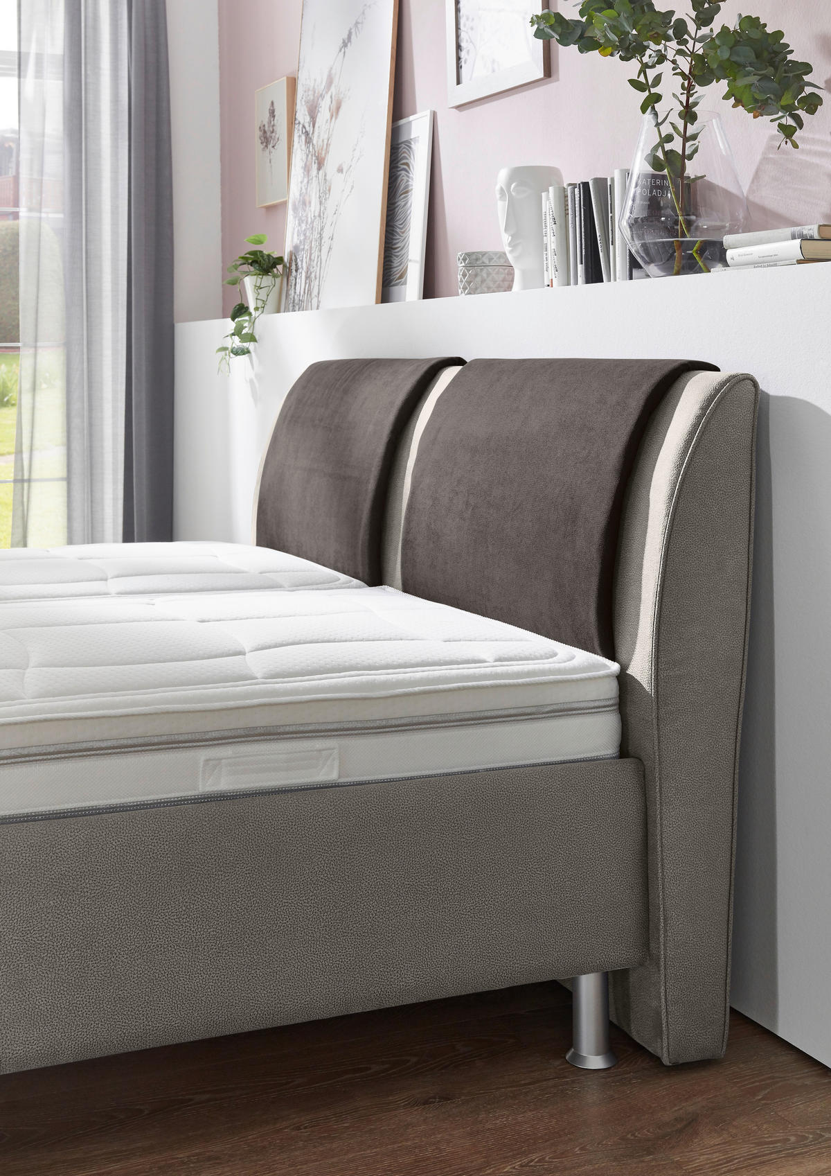 POLSTERBETT 180/200 cm,  in Anthrazit, Hellgrau, Matratze, gepolstertes Kopfteil, Lattenrost, H4 + H4 = sehr fest  - Anthrazit/Hellgrau, KONVENTIONELL, Holz/Holzwerkstoff (180/200cm) - Beldomo - Sleep