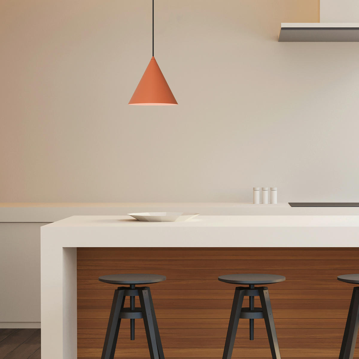 HÄNGELEUCHTE 18/18/98 cm  - Terracotta, Design, Metall (18/18/98cm)