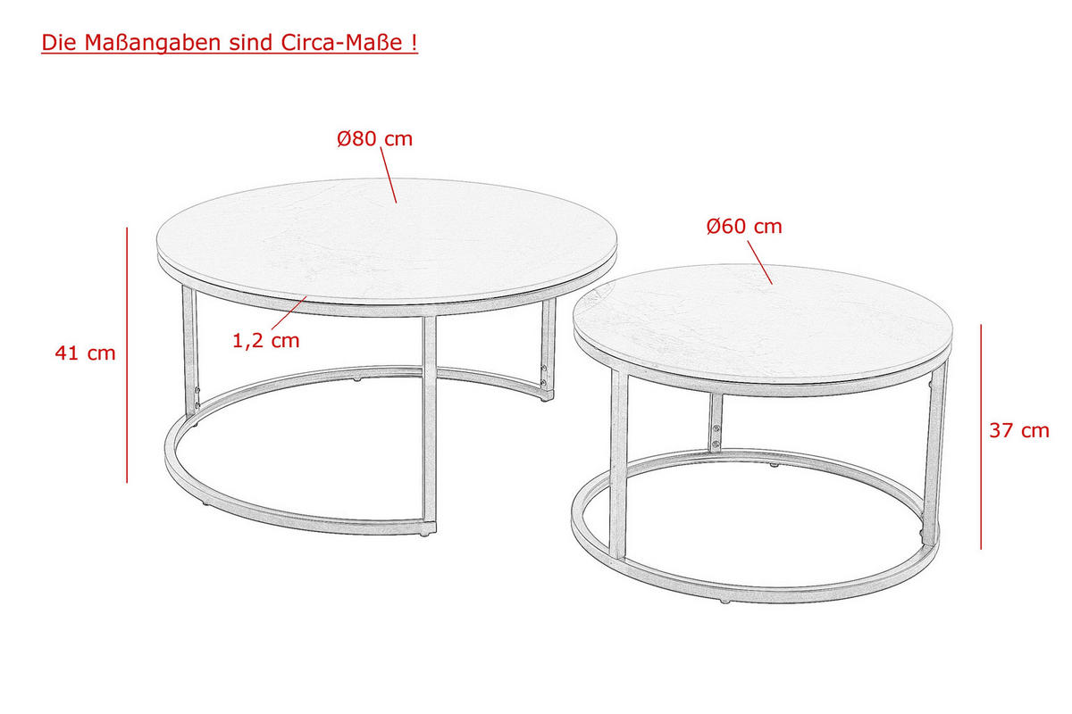 COUCHTISCHSET in Metall, Stein  - Schwarz, Design, Stein/Metall (80/60/41/37cm) - Livetastic