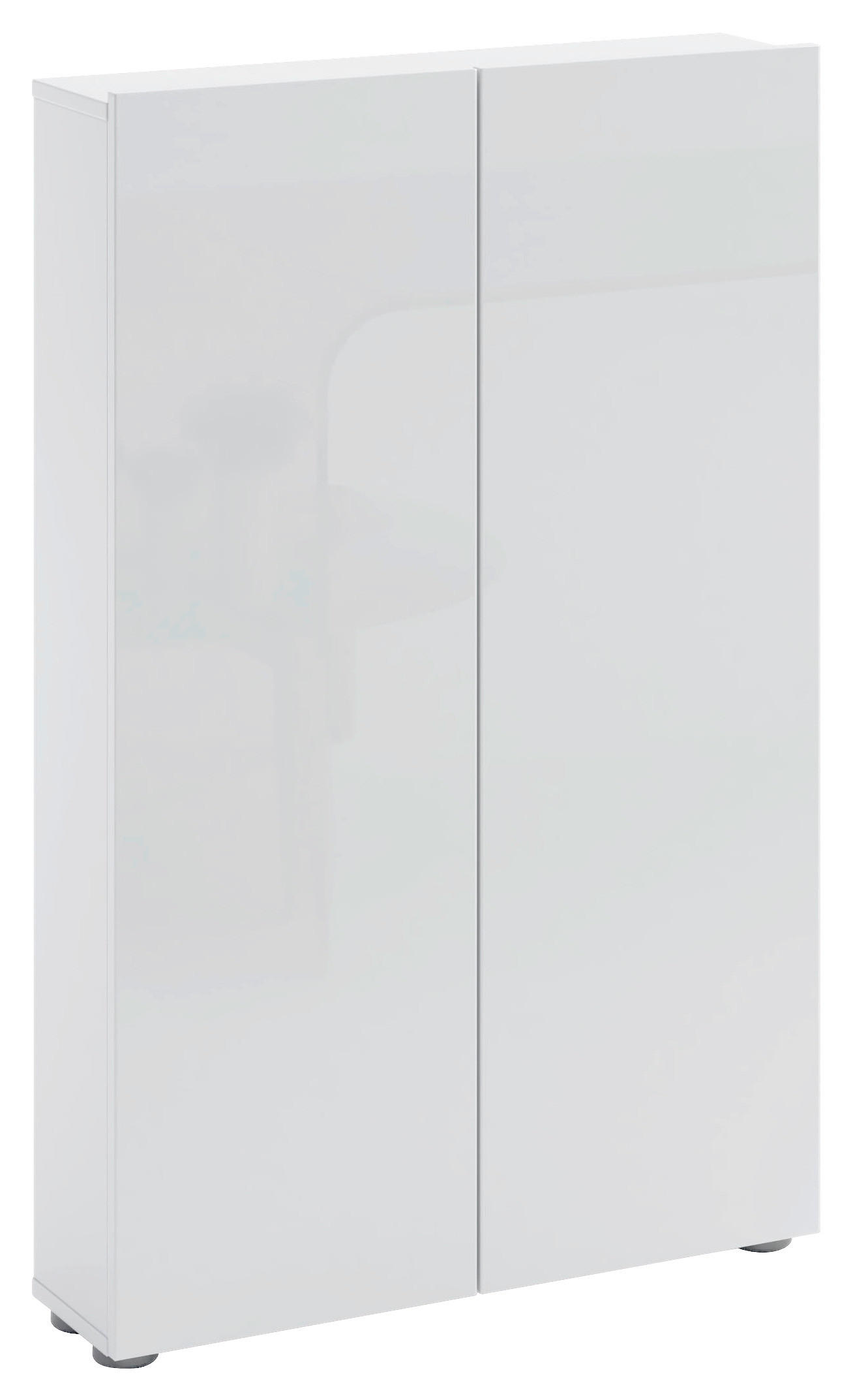 SCHUHSCHRANK Weiß Hochglanz  - Weiß Hochglanz/Schwarz, Design, Holzwerkstoff/Kunststoff (74/115/19cm) - Xora