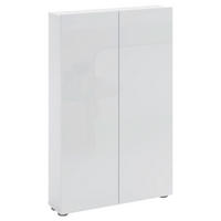 SCHUHSCHRANK Weiß Hochglanz  - Weiß Hochglanz/Schwarz, Design, Holzwerkstoff/Kunststoff (74/115/19cm) - Xora