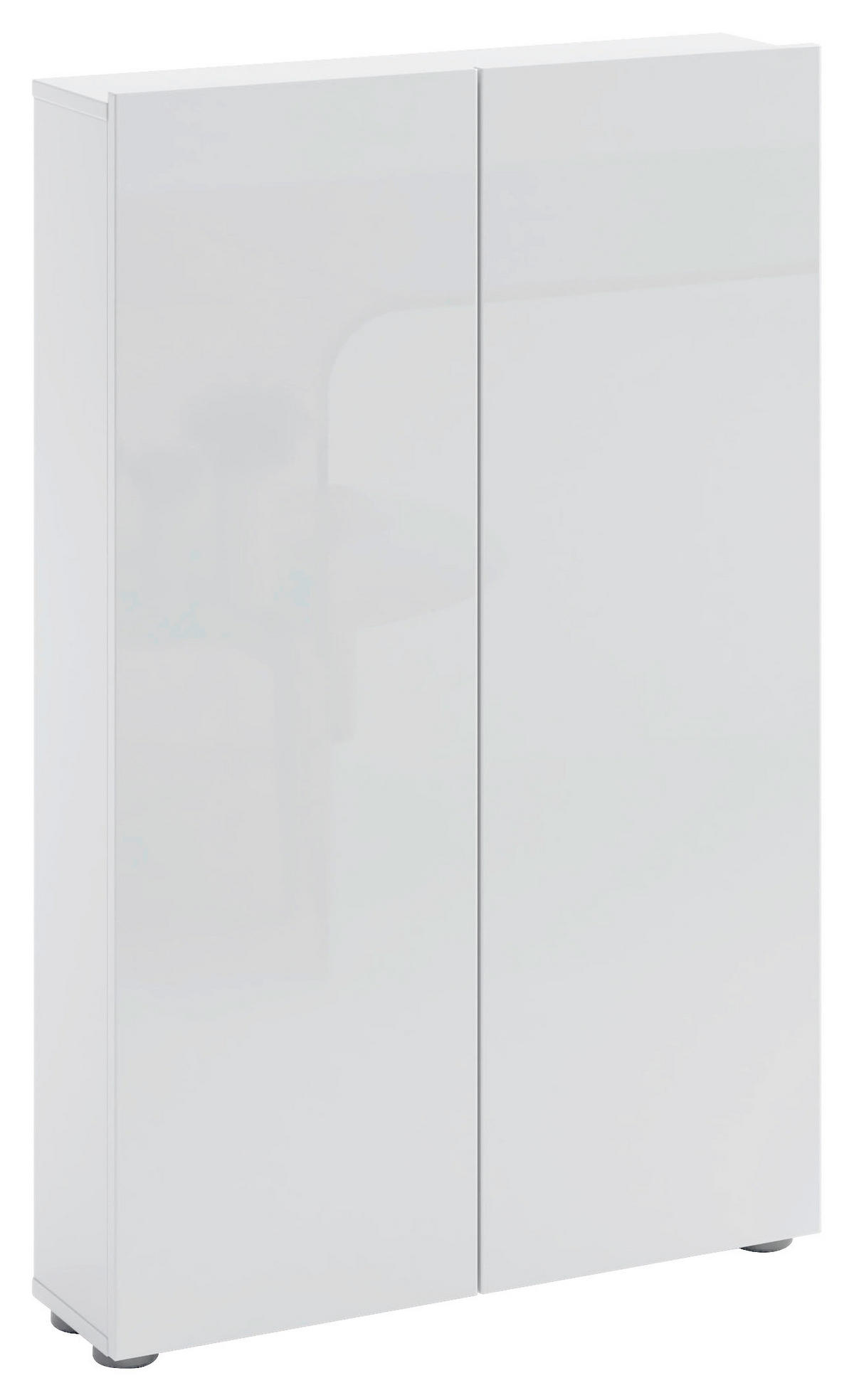 SCHUHSCHRANK Weiß Hochglanz  - Weiß Hochglanz/Schwarz, Design, Holzwerkstoff/Kunststoff (74/115/19cm) - Xora