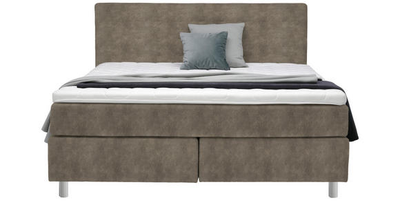 BOXSPRINGBETT 180/200 cm  in Taupe  - Taupe/Chromfarben, KONVENTIONELL, Kunststoff/Textil (180/200cm) - Voleo