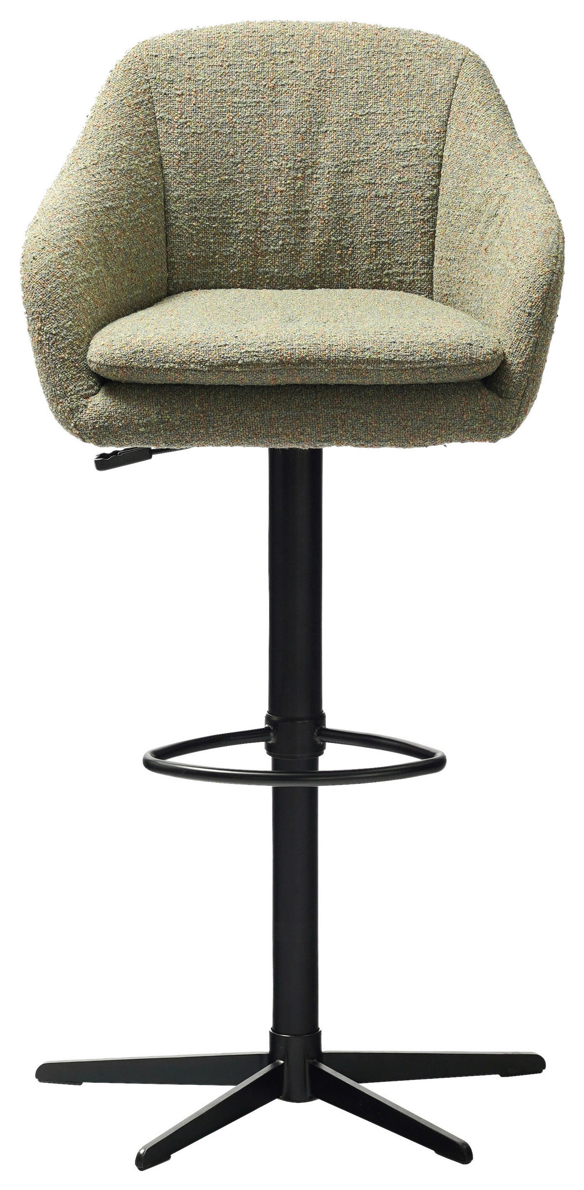 BARHOCKER Webstoff Grün, Schwarz Eisen Sitzfläche 360° drehbar, inklusive Armlehnen  - Schwarz/Grün, Design, Textil/Metall (54,5/88-108/53,5cm) - Cassando