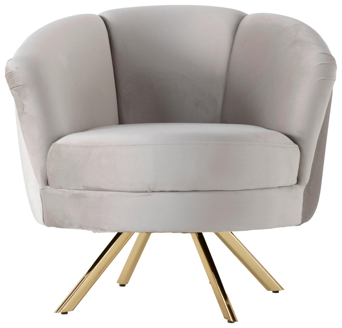 SESSEL Samt Beige    - Beige/Goldfarben, Design, Textil (83/83/88cm) - Livetastic